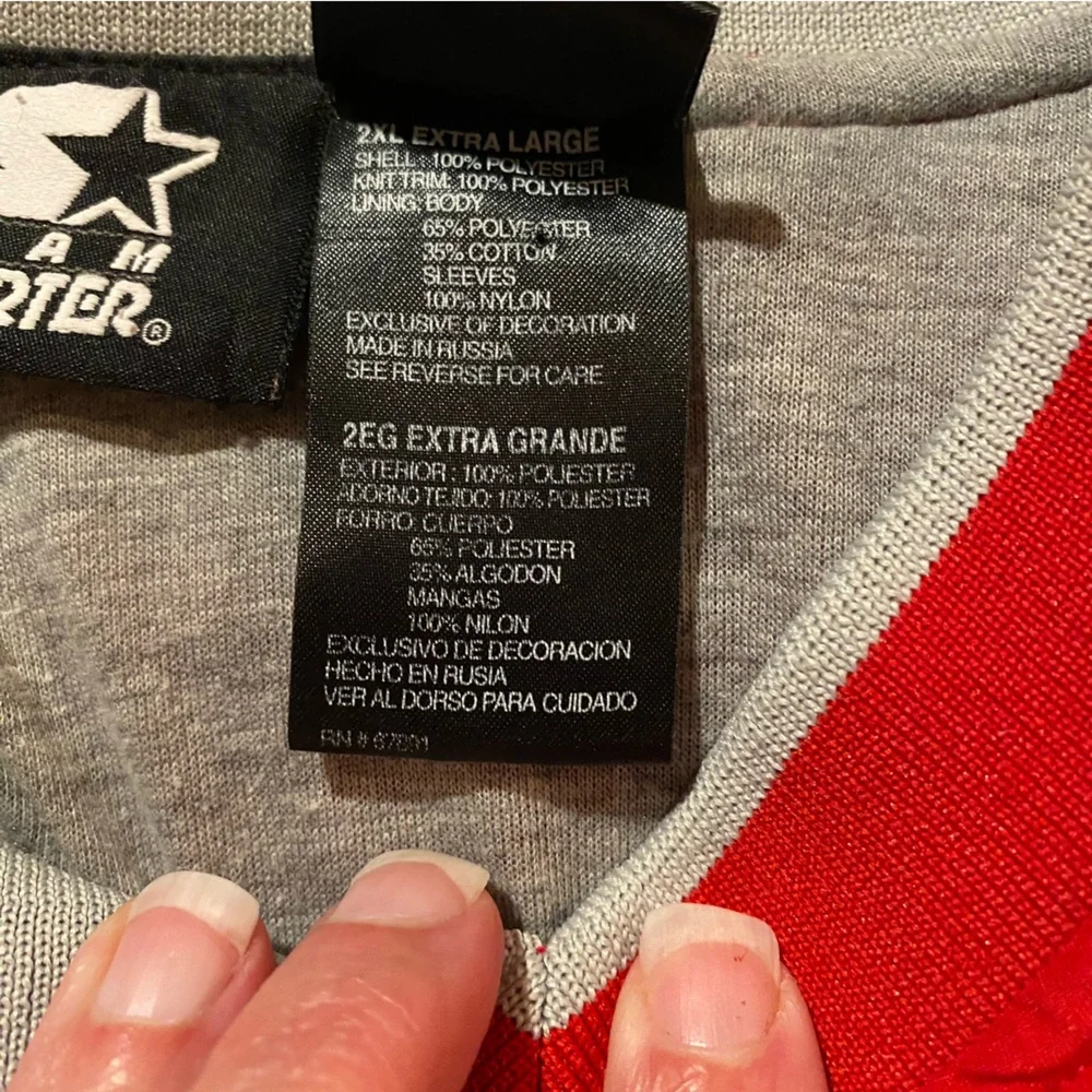 Ohio State Jacket Men’s 2XL Red Starter Vneck Pullover Stitched Spellout Buckeye